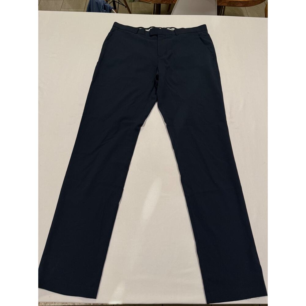 Perry Ellis Men's Dark Navy Very Slim Fit Flat Front Dress Pants 34x34